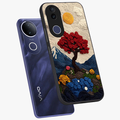 Eternal Nature Tapestry Glass Case displayed in angled mockup highlighting detailed botanical pattern with artistic aesthetic.