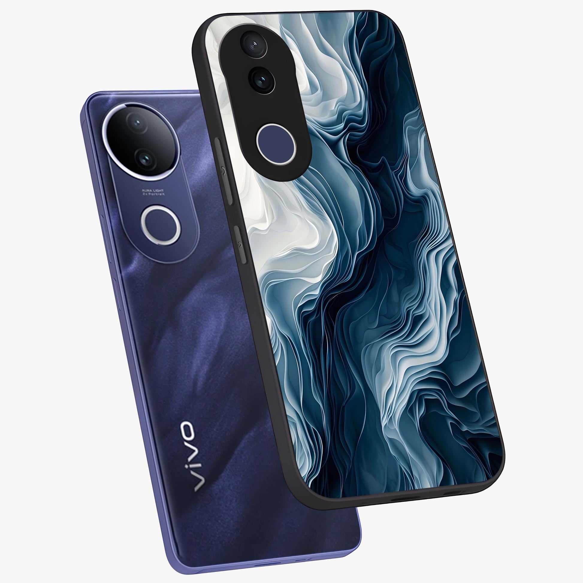 Ethereal Paper Marble Glass Case displayed in angled mockup highlighting elegant marble pattern with modern aesthetic style.