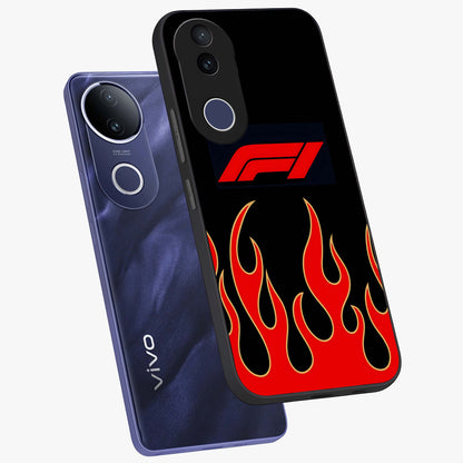 Fire F11 Glass Case displayed in angled mockup highlighting bold fire inspired graphic with energetic aesthetic style.
