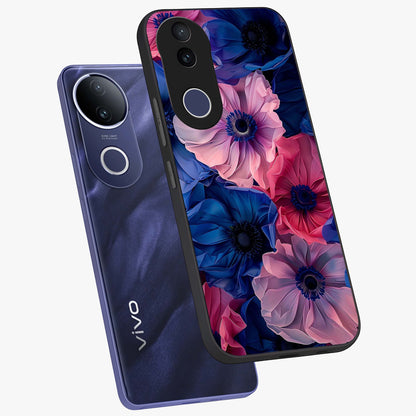 Flower Paper Art Pattern Glass Case displayed in angled mockup highlighting layered paper flower design with artistic aesthetic.