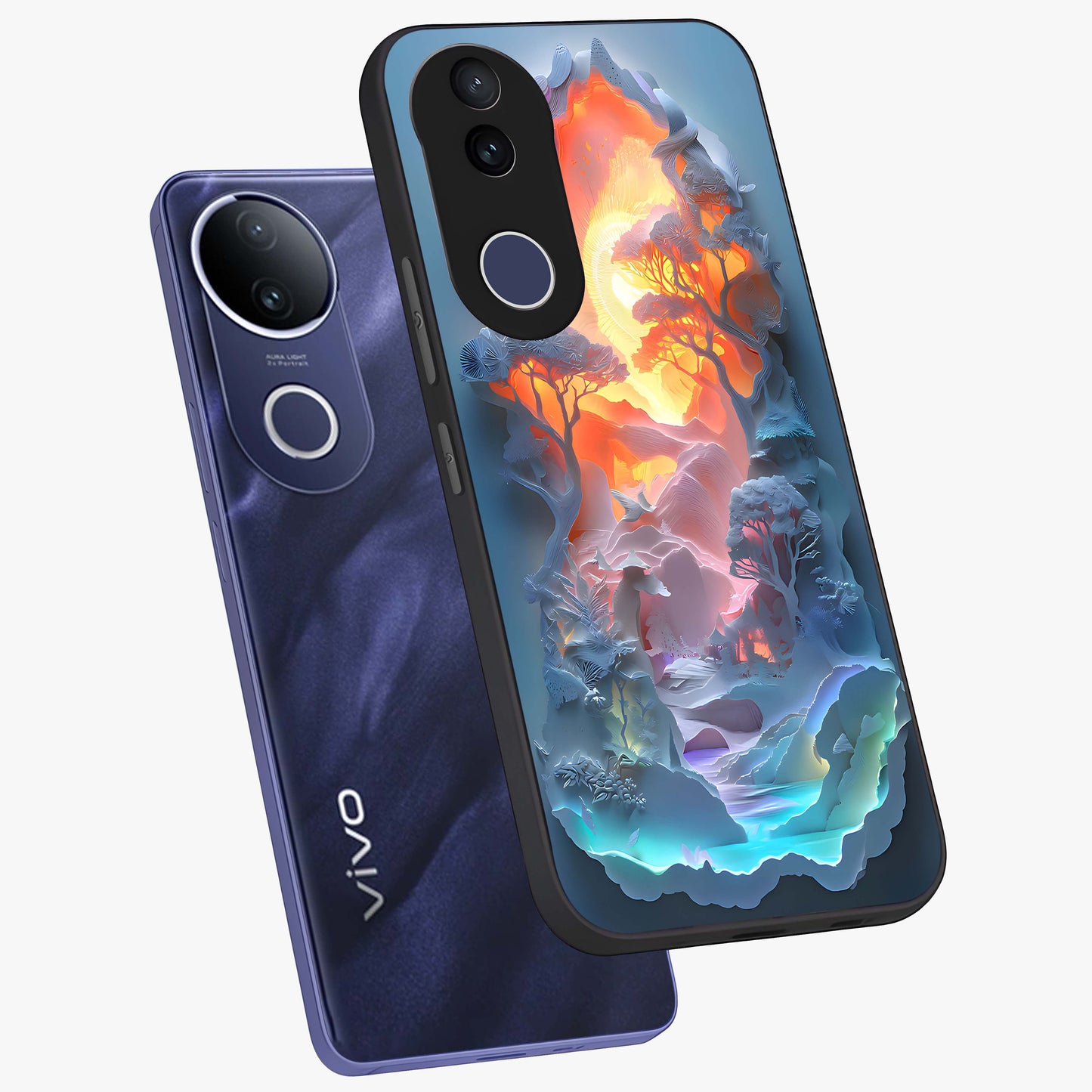 Glow Forest Portal Glass Case displayed in angled mockup highlighting mystical forest design with magical glowing aesthetic.