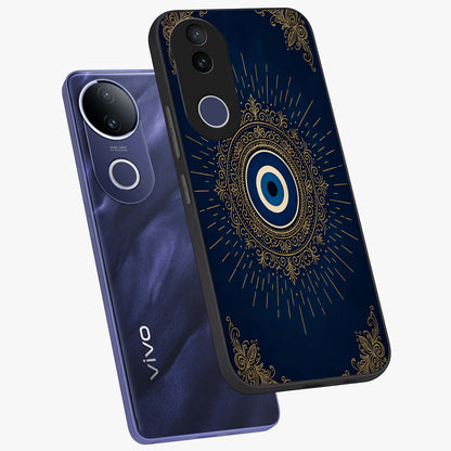 Golden Celestial Charm Glass Case displayed in angled mockup highlighting sparkling cosmic charm design with celestial aesthetic.