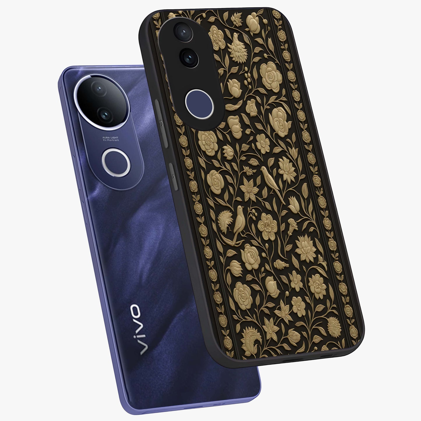 Golden Evil Eye Mandala Glass Case displayed in angled mockup highlighting protective evil eye symbol with golden mandala design.