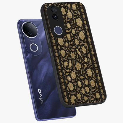 Golden Evil Eye Mandala Glass Case displayed in angled mockup highlighting protective evil eye symbol with golden mandala design.