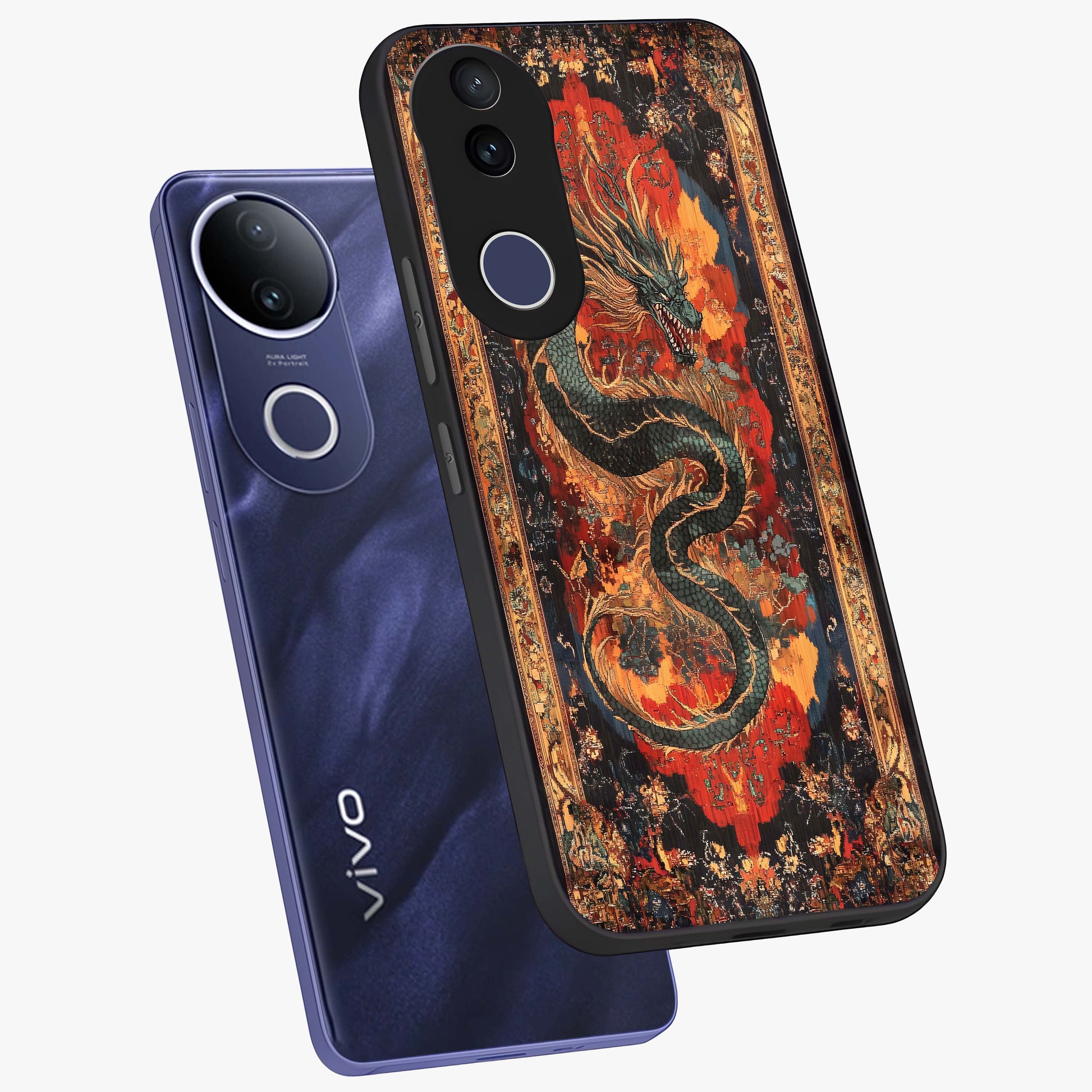 Inferno Dragon Soul Glass Case displayed in angled mockup highlighting powerful dragon illustration with inferno aesthetic.