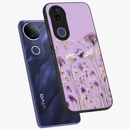 Lavender Blossom Dream Glass Case displayed in angled mockup highlighting dreamy lavender flower design with calming aesthetic style.