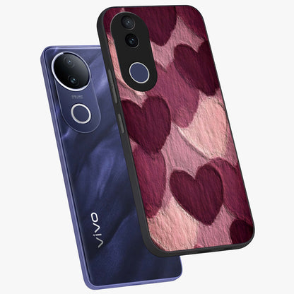 Layered Paper Hearts Glass Case displayed in angled mockup highlighting creative paper craft heart design with romantic aesthetic.