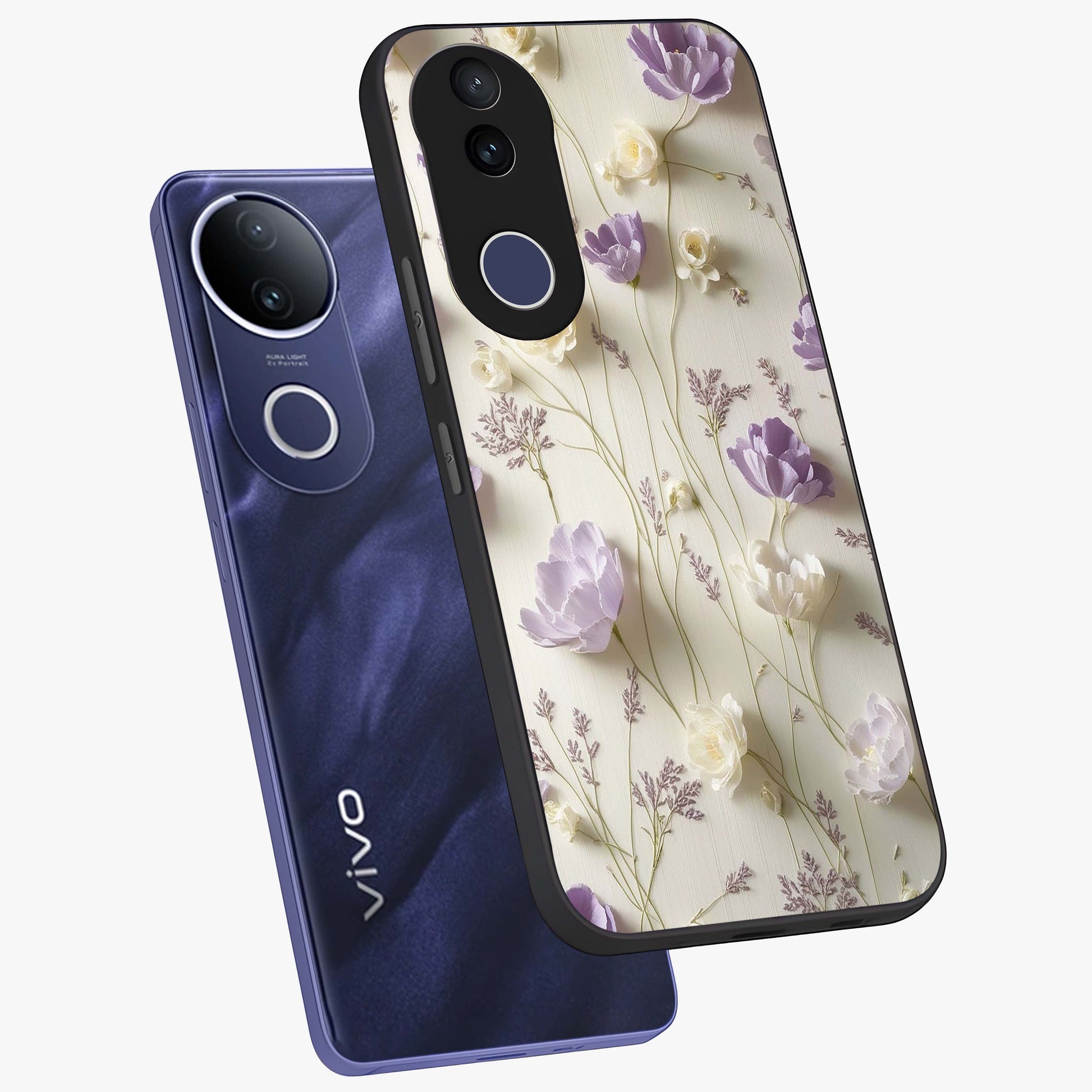 Lilac Breeze Harmony Glass Case displayed in angled mockup highlighting calm lilac breeze design with soothing aesthetic style.