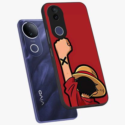 Luffy X Spirit Glass Case displayed in angled mockup highlighting powerful anime design with energetic action aesthetic.