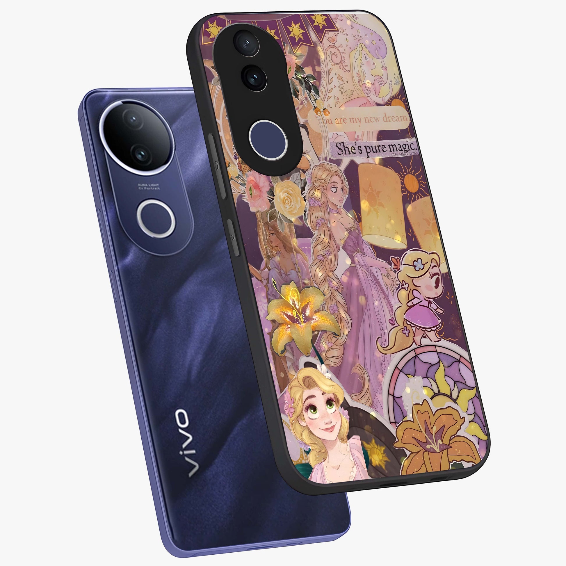 Magical Tangled Dream Glass Case displayed in angled mockup highlighting whimsical fantasy design with magical aesthetic.