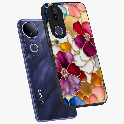 Marble Flower Pattern Glass Case displayed in angled mockup highlighting elegant marble floral design with modern aesthetic.