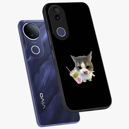 Matcha Cat Style Glass Case displayed in angled mockup highlighting playful feline design with pastel matcha aesthetic.