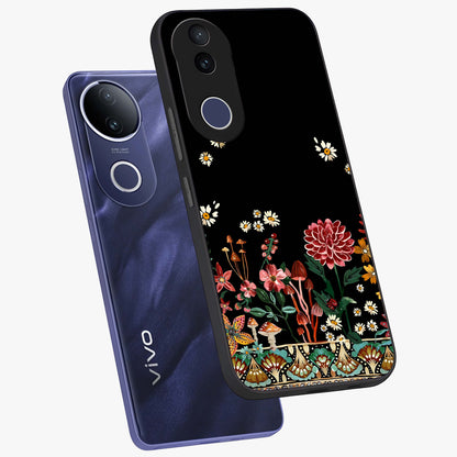 Midnight Bloom Pattern Glass Case displayed in angled mockup highlighting elegant flower design with midnight aesthetic style.
