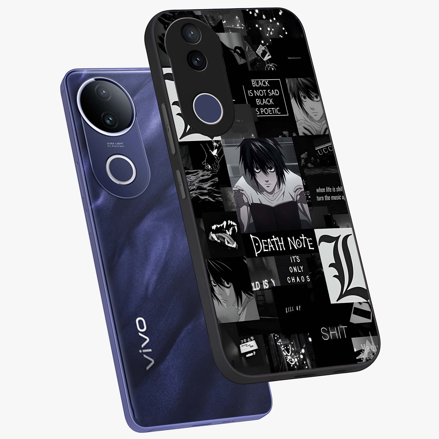 Midnight Chaos Mind Glass Case displayed in angled mockup highlighting chaotic artistic design with dramatic midnight aesthetic.