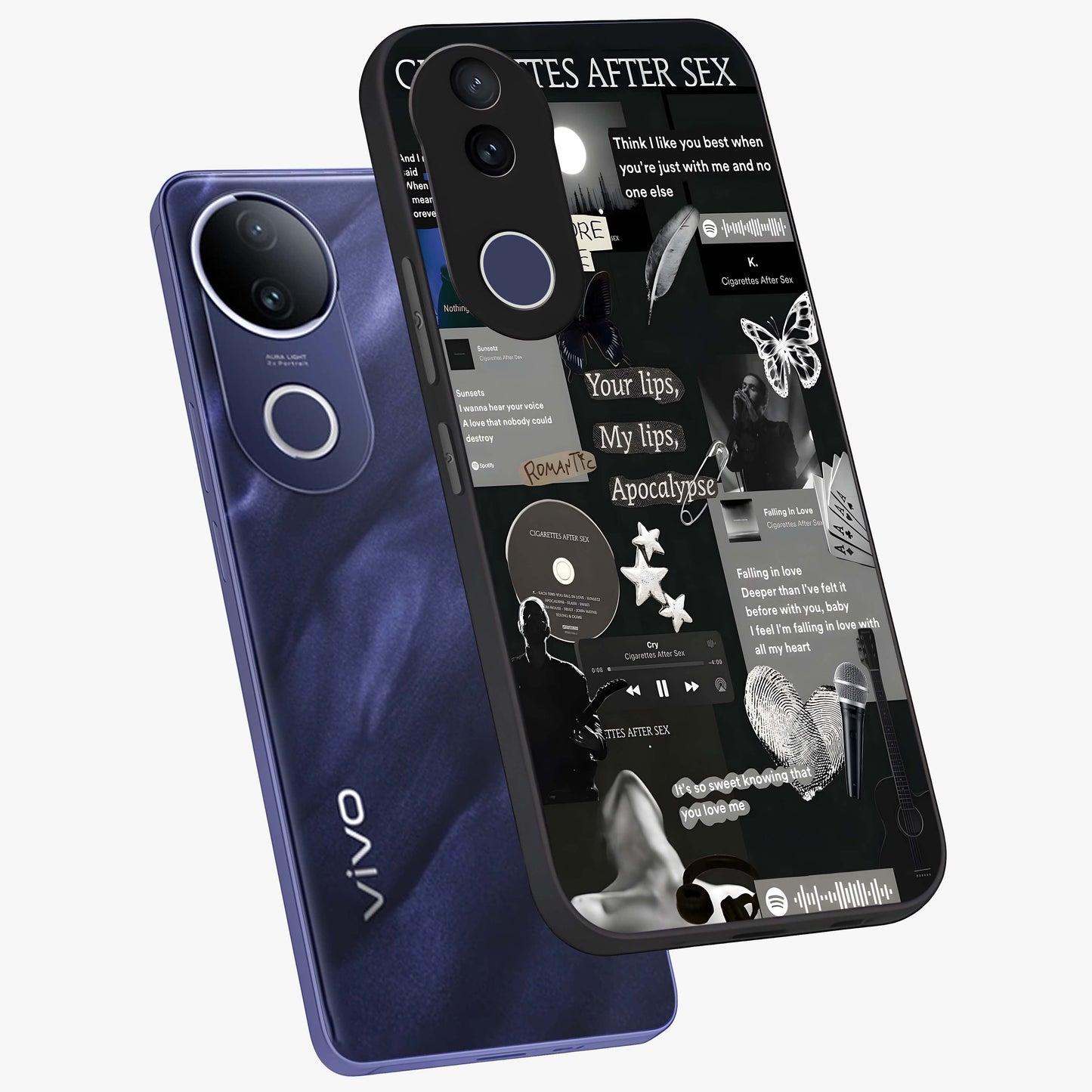 Midnight Love Echo Glass Case displayed in angled mockup highlighting elegant love inspired design with deep aesthetic style.