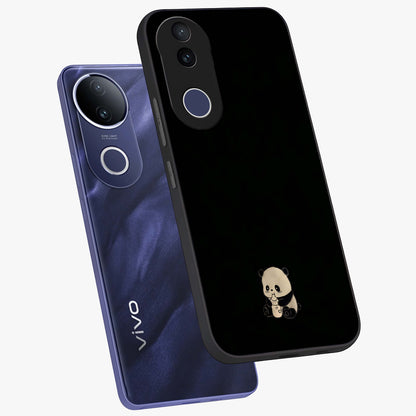 Midnight Panda Love Glass Case displayed in angled mockup highlighting adorable panda illustration with midnight aesthetic.