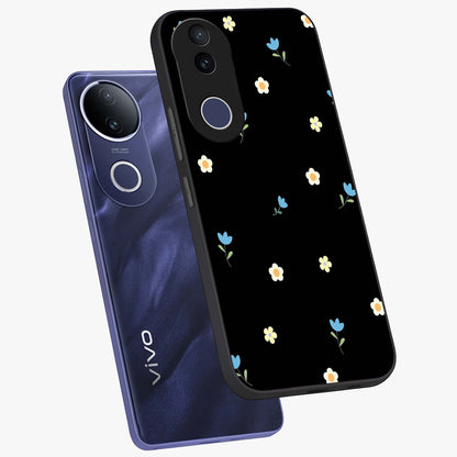 Minimal Petal Whispers Glass Case displayed in angled mockup highlighting delicate petal design with clean minimal aesthetic.