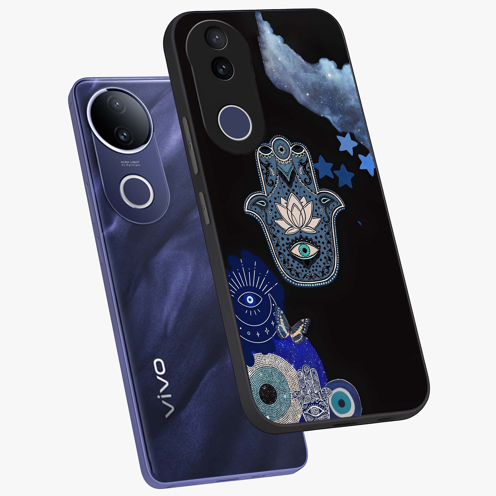 Mystic Hand Aura Glass Case displayed in angled mockup highlighting magical aura design with spiritual aesthetic style.