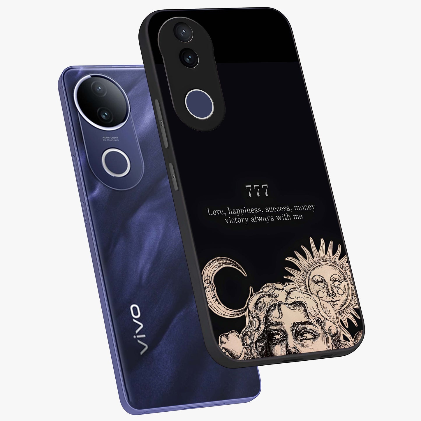 Mystic Victory Aura Glass Case displayed in angled mockup highlighting energetic aura design with bold mystical aesthetic.