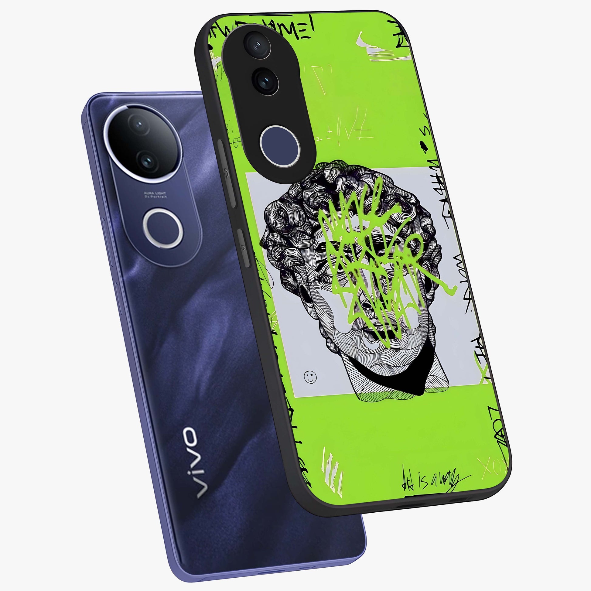 Neo Graffiti Rebellion Glass Case displayed in angled mockup highlighting urban street art design with rebellious aesthetic.