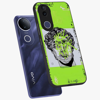 Neo Graffiti Rebellion Glass Case displayed in angled mockup highlighting urban street art design with rebellious aesthetic.