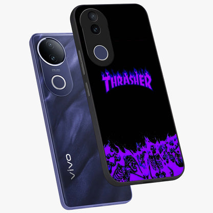 Neon Flame Riot Glass Case displayed in angled mockup highlighting glowing flame design with vibrant neon aesthetic.