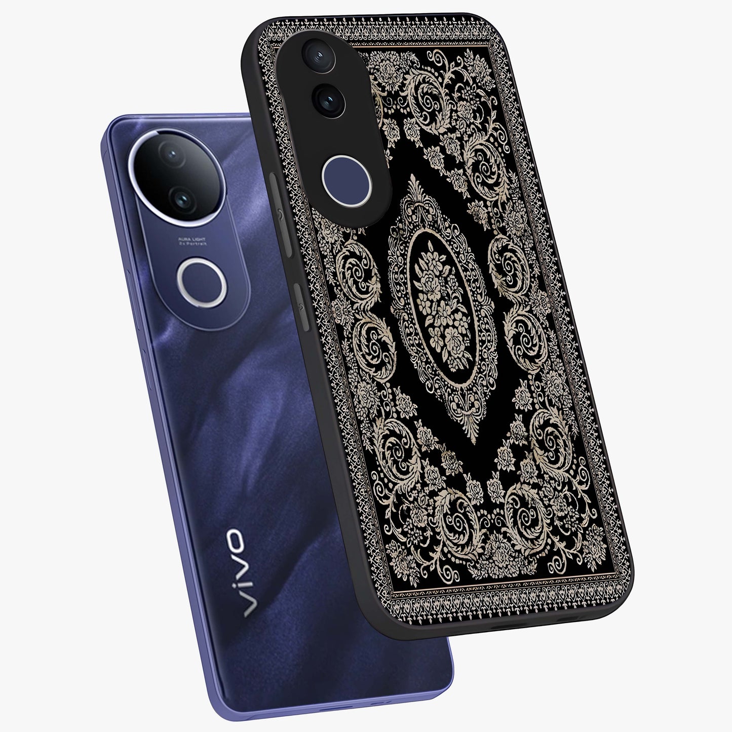 Noir Bloom Elegance Glass Case displayed in angled mockup highlighting refined flower design with stylish noir aesthetic.