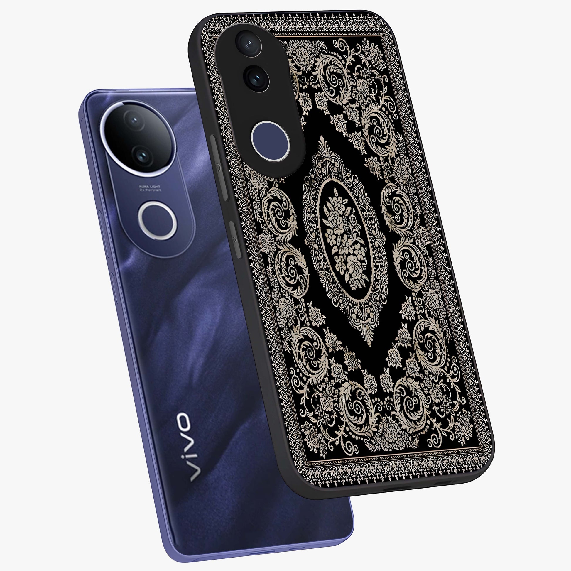 Noir Bloom Elegance Glass Case displayed in angled mockup highlighting refined flower design with stylish noir aesthetic.