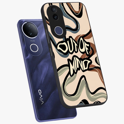 Out Of Mind Glass Case displayed in angled mockup highlighting bold statement design with modern artistic aesthetic.