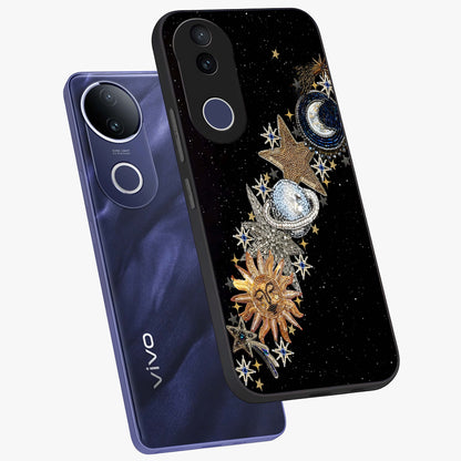 Pearls Universe Object Glass Case displayed in angled mockup highlighting celestial pearl design with dreamy aesthetic.