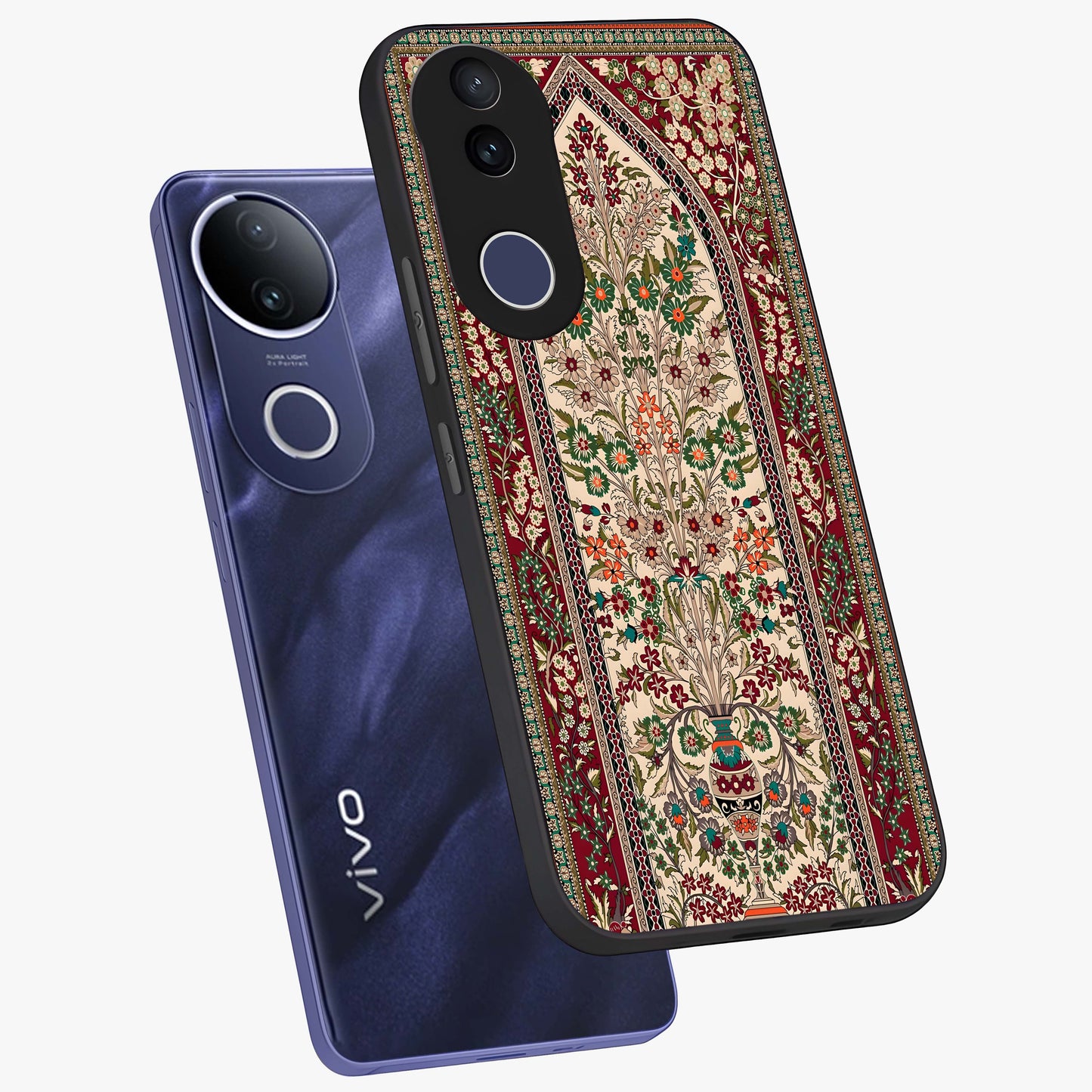 Persian Inspired Glass Case displayed in angled mockup highlighting intricate traditional design with elegant cultural aesthetic.