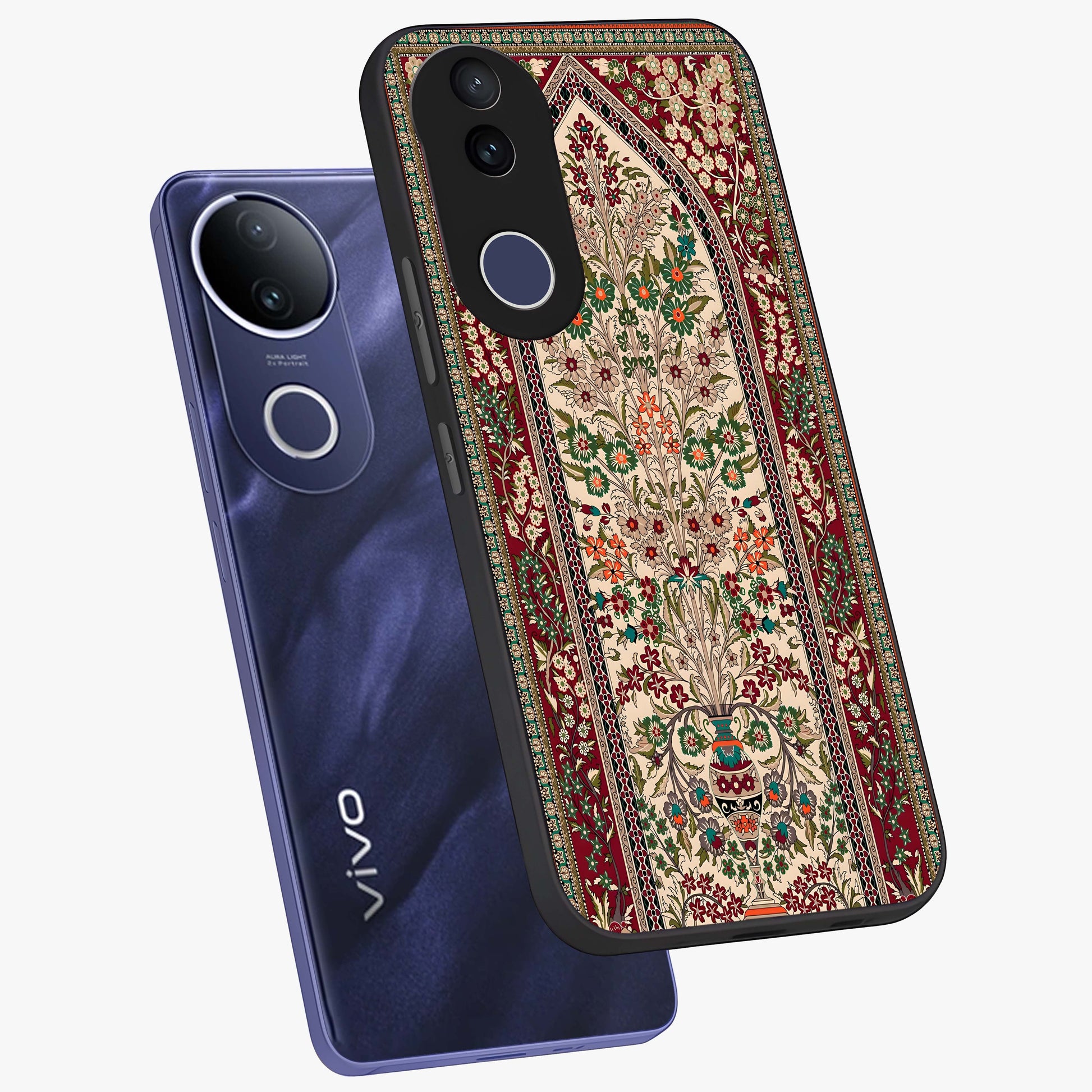 Persian Inspired Glass Case displayed in angled mockup highlighting intricate traditional design with elegant cultural aesthetic.