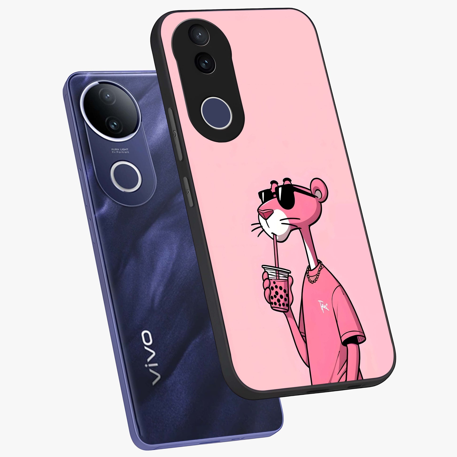 Pink Panther Glass Case displayed in angled mockup highlighting playful cartoon character design with vibrant pink aesthetic.
