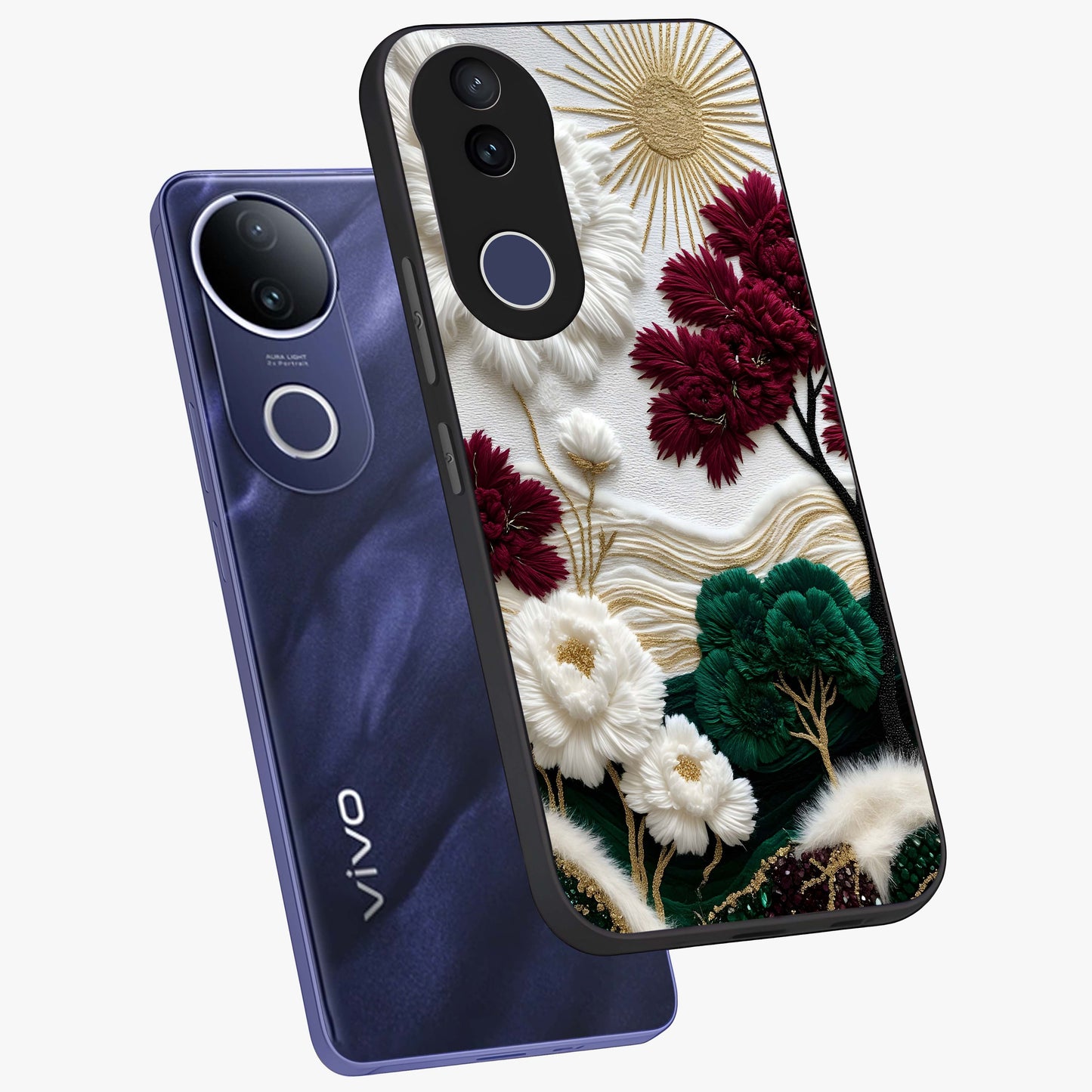 Radiant Bloom Elegance Glass Case displayed in angled mockup highlighting graceful floral design with radiant aesthetic style.