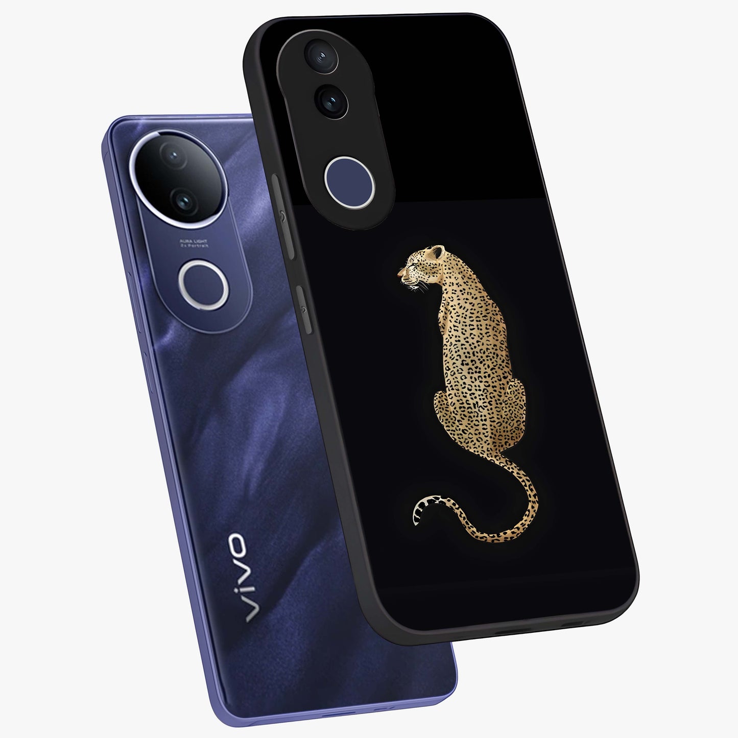 Regal Leopard Glass Case displayed in angled mockup highlighting powerful animal illustration with stylish wild aesthetic.
