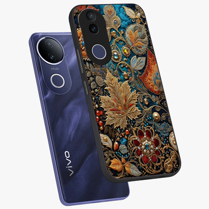 Royal Jewel Garden Glass Case displayed in angled mockup highlighting vibrant jewel inspired floral design with elegant aesthetic.