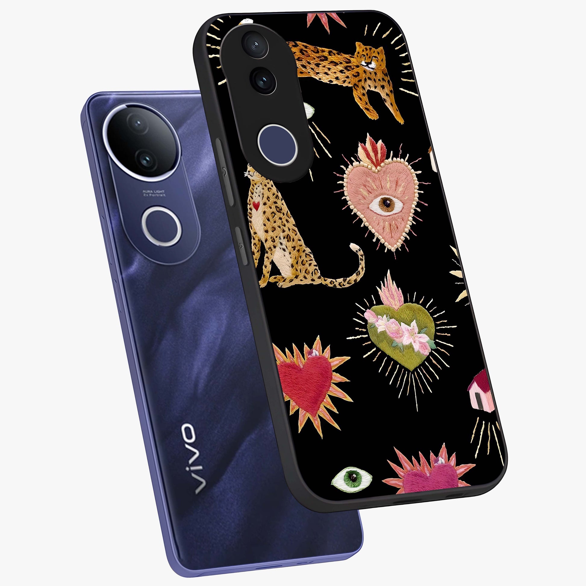Sacred Jungle Heart Glass Case displayed in angled mockup highlighting lush tropical design with natural aesthetic style.