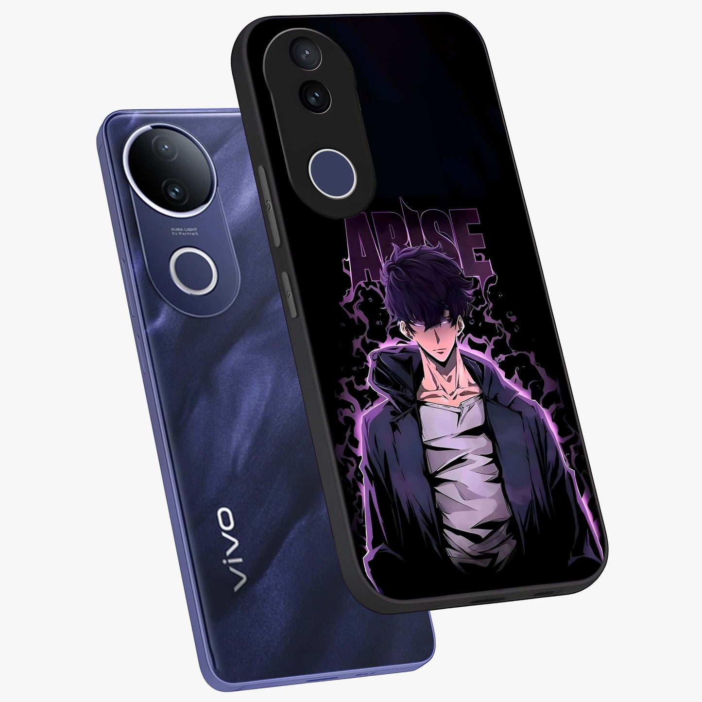 Shadow Monarch Awakening Glass Case displayed in angled mockup highlighting dramatic shadow warrior design with fantasy aesthetic.