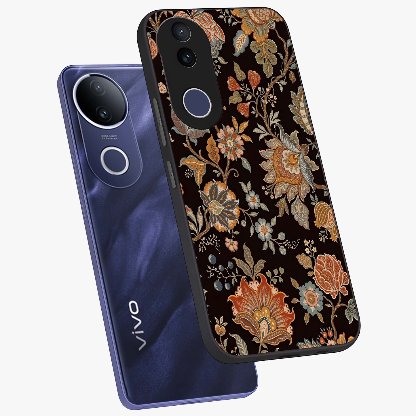 Vintage Floral Dream Glass Case displayed in angled mockup highlighting elegant vintage flower design with soft aesthetic style.