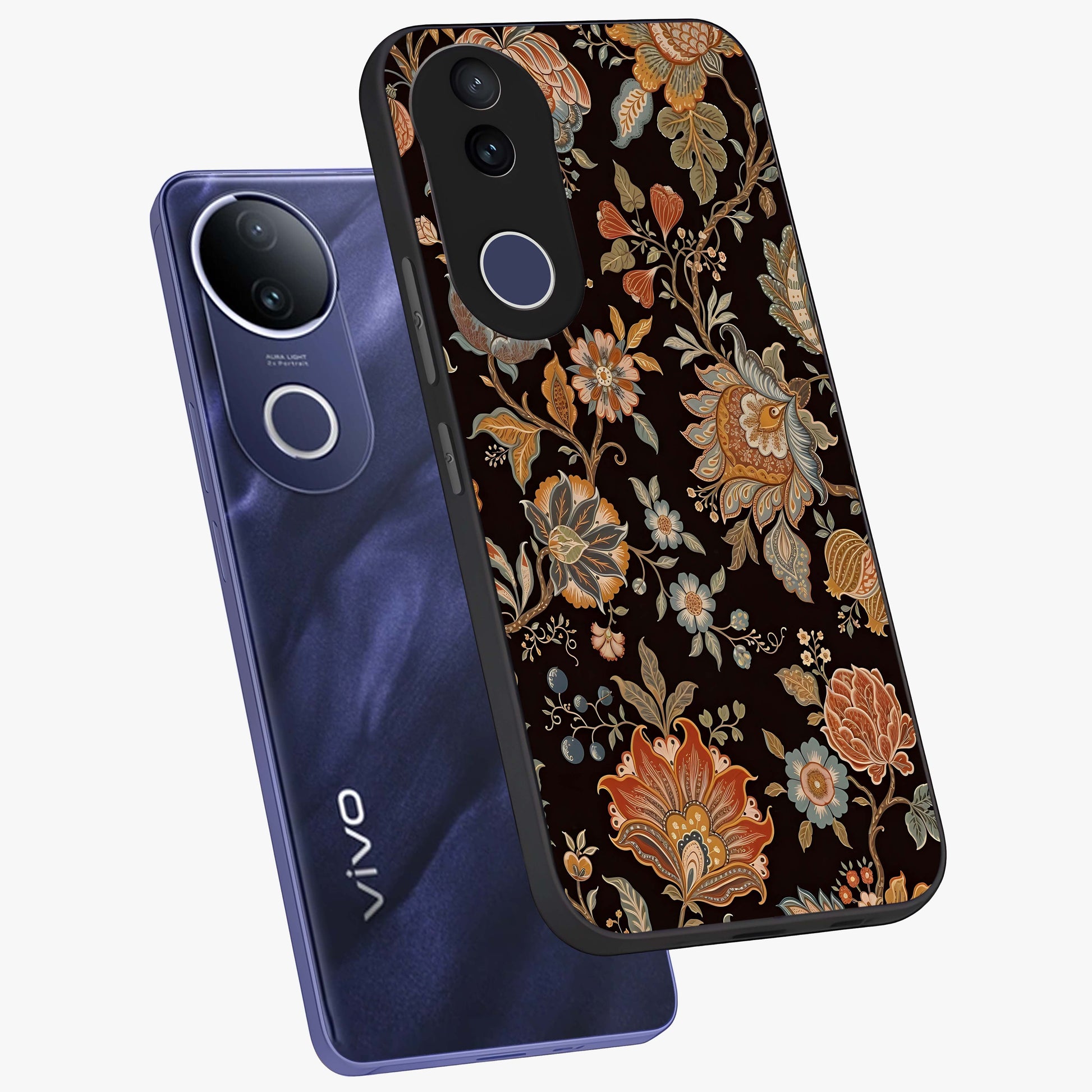 Vintage Floral Dream Glass Case displayed in angled mockup highlighting elegant vintage flower design with soft aesthetic style.