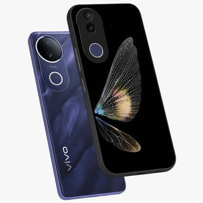 Whispers Of Wings Glass Case displayed in angled mockup highlighting soft feather design with celestial aesthetic style.