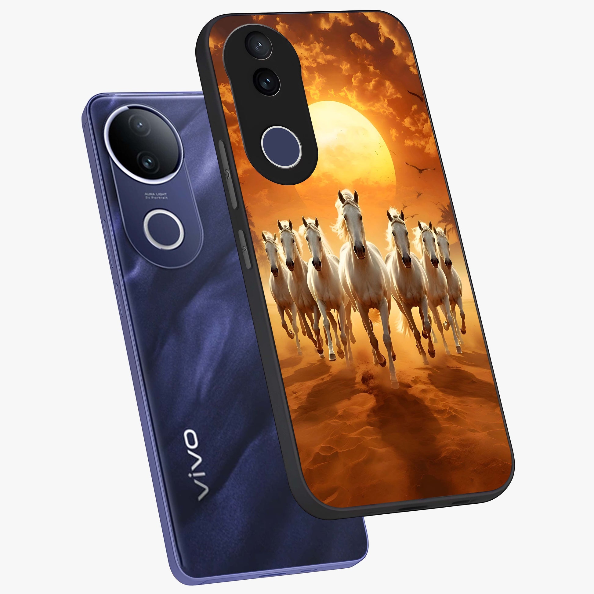 Wild Sunset Majesty Glass Case displayed in angled mockup highlighting vibrant sunset sky design with scenic aesthetic.