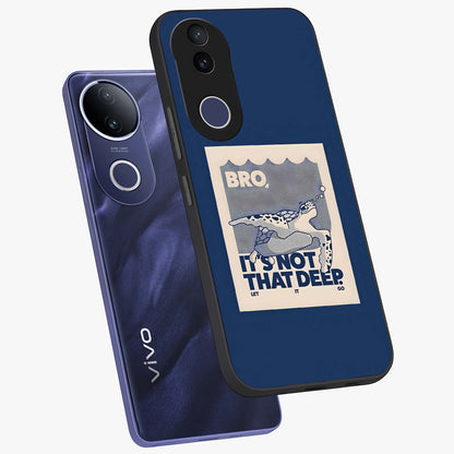 Worry Less Swim Glass Case displayed in angled mockup highlighting fun typography design with relaxed aesthetic style.