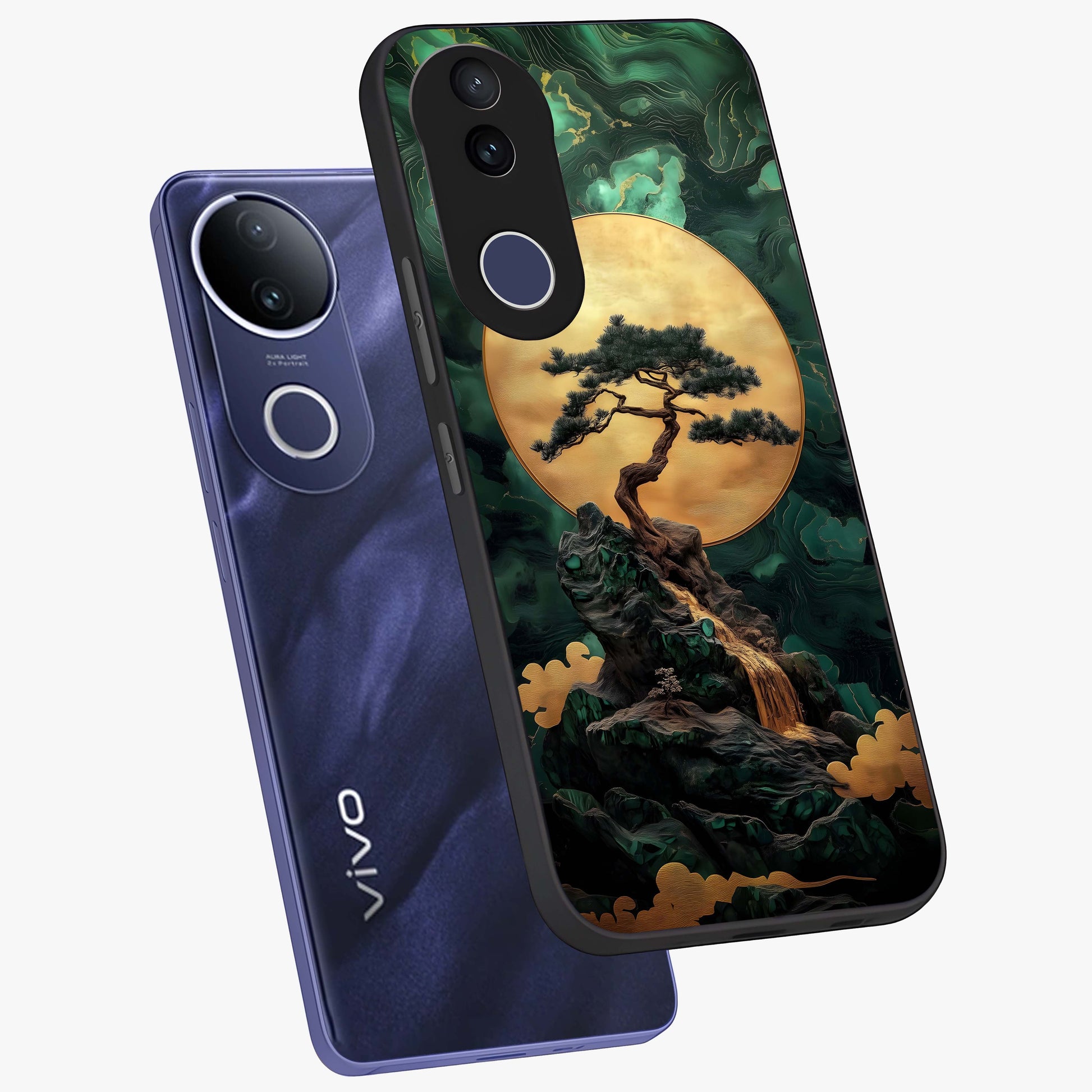 Zen Moon Rise Glass Case displayed in angled mockup highlighting peaceful lunar design with zen aesthetic style.