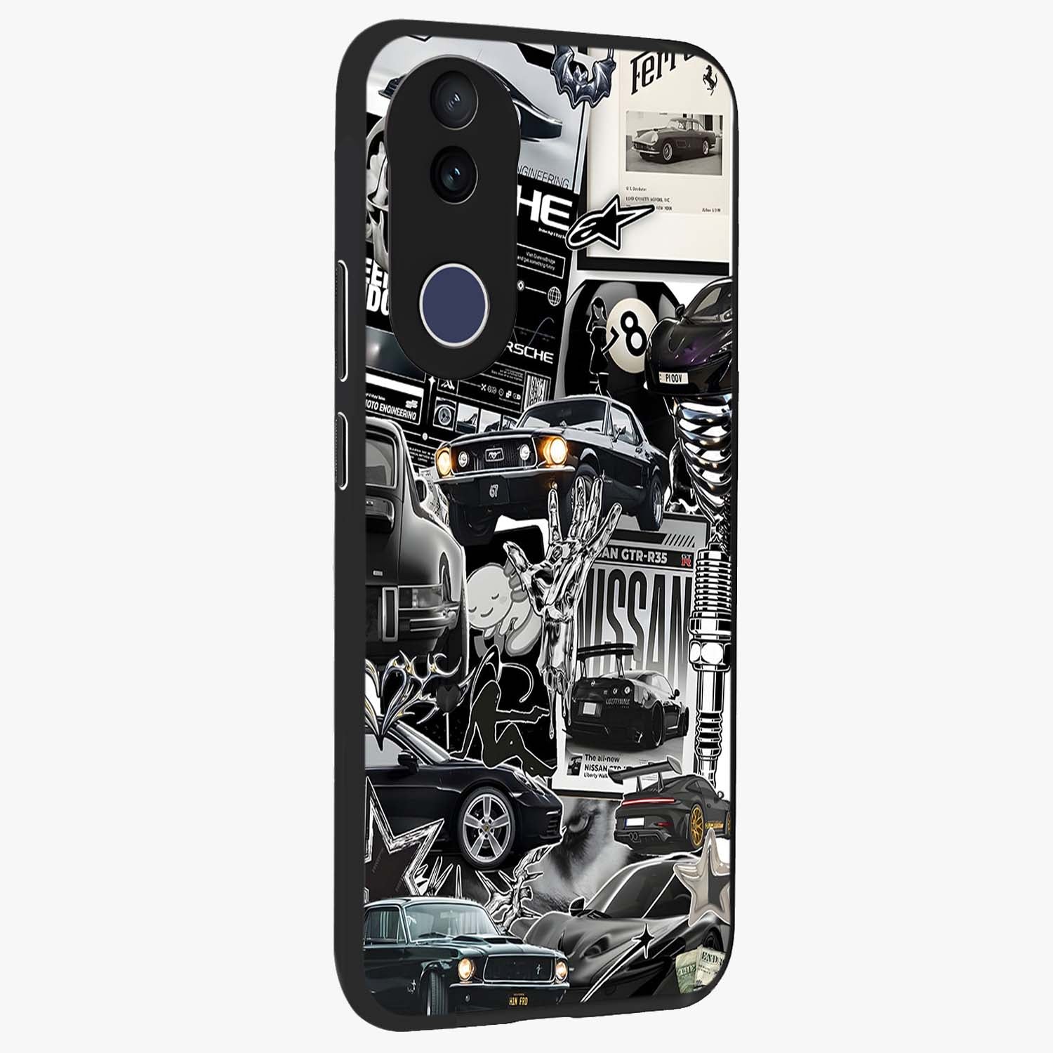 Aesthetic Dark Love Glass Case upright view showcasing dramatic romantic artwork with modern aesthetic style.