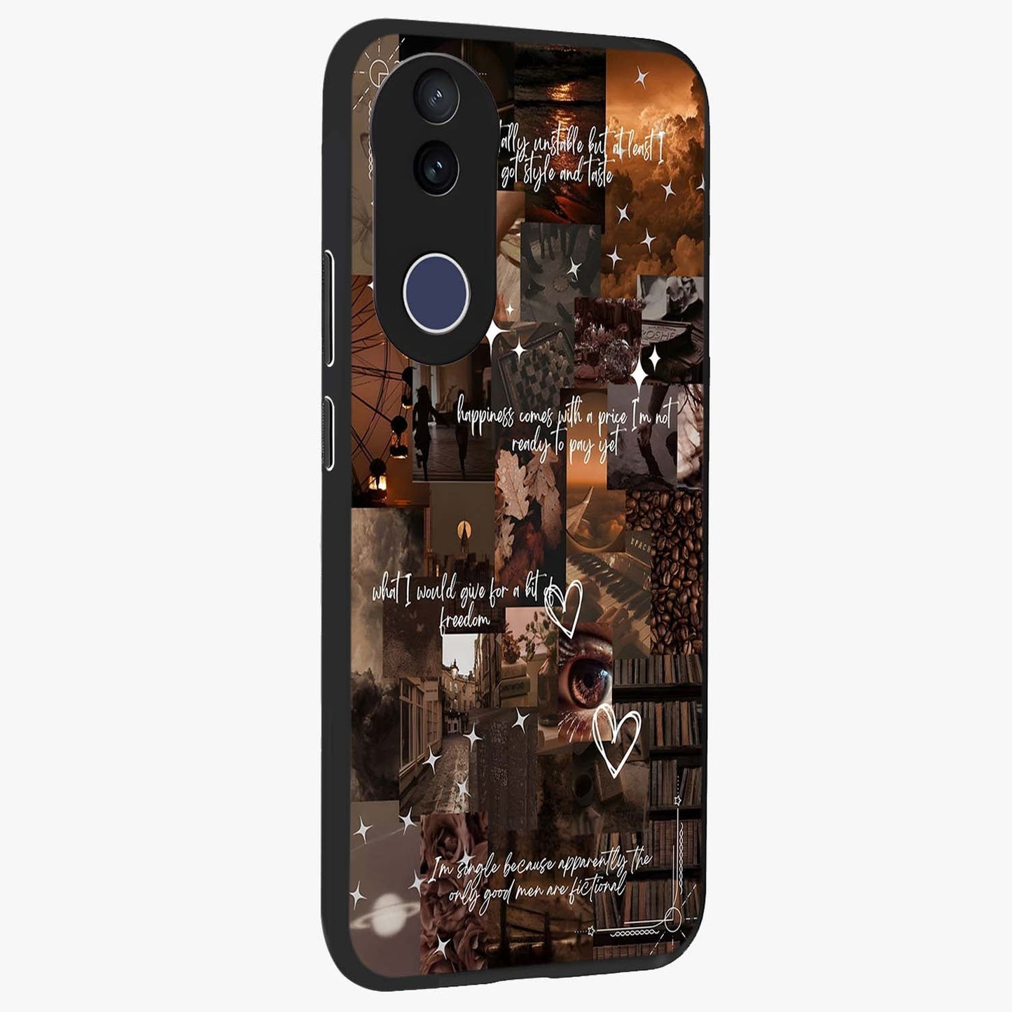 Bittersweet Aesthetic Chaos Glass Case upright view showcasing bold artistic chaos design with modern aesthetic style.