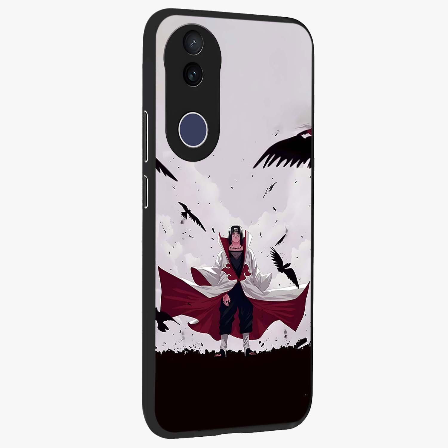 Crimson Crow Ascension Glass Case upright view showcasing dramatic crow artwork with bold gothic theme.