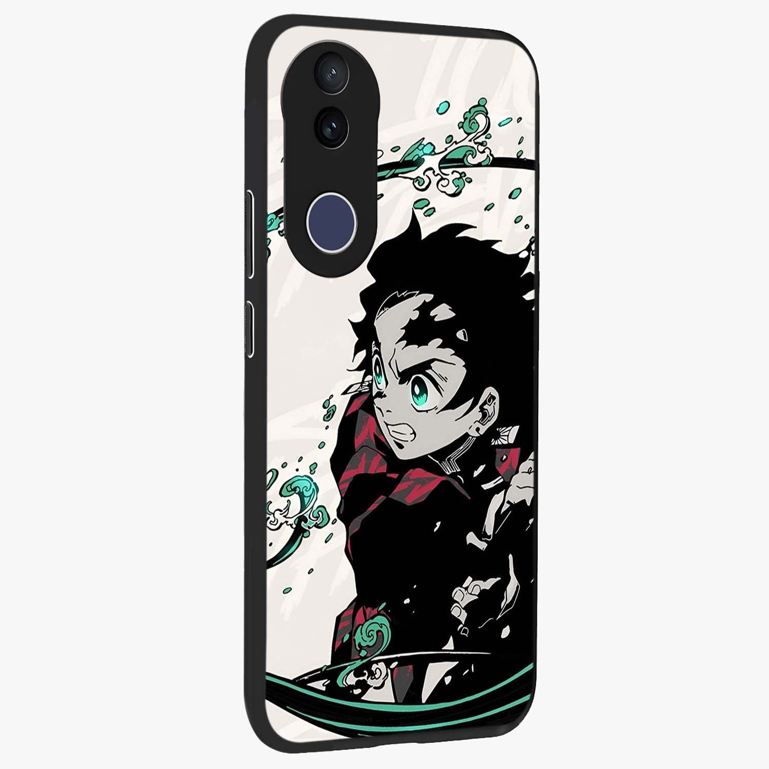 Demon Slayer Glass Case upright view showcasing powerful anime artwork with intense warrior theme.