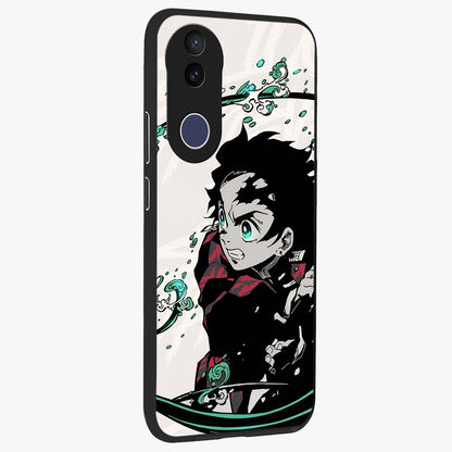 Demon Slayer Glass Case upright view showcasing powerful anime artwork with intense warrior theme.