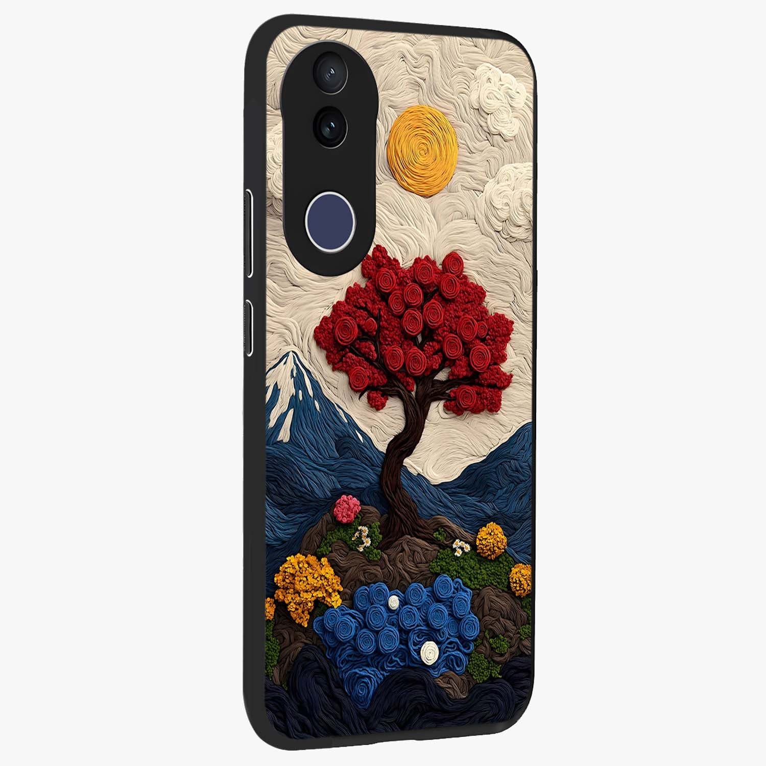 Eternal Nature Tapestry Glass Case upright view showcasing elegant nature tapestry design with decorative style.